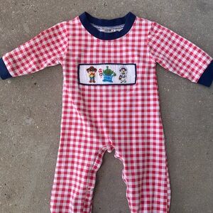 Toy Story Smocked Red and White Checkered Jumper